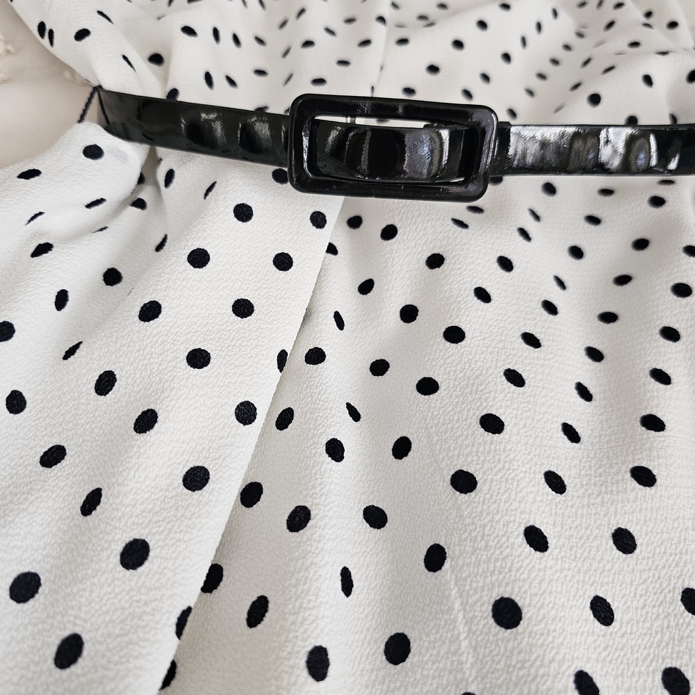 Ralph Lauren White Midi Dress with Black Polka Dots - Picture 8 of 10